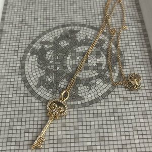 14K gold key necklace with diamonds